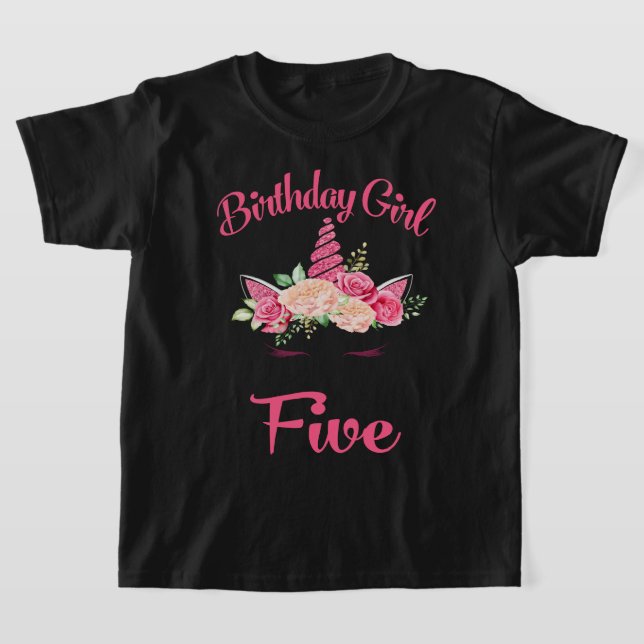 Kinder 5th Birthday Girl Unicorn Shirt fiveth Birt (Ablage )