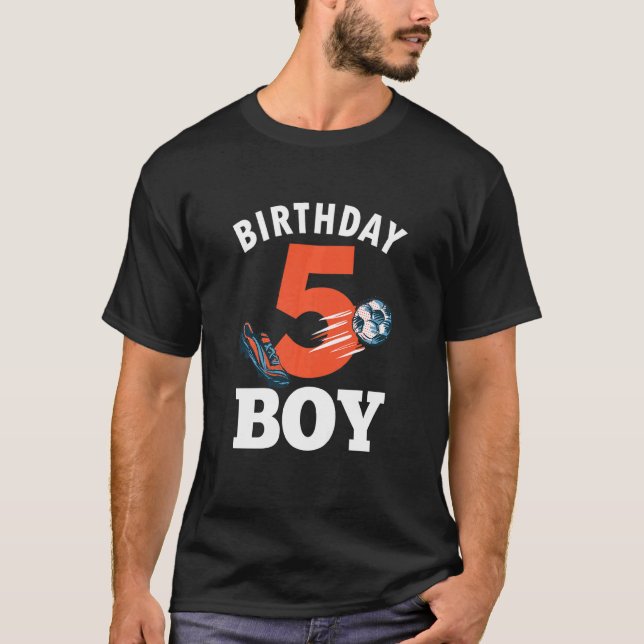 Kinder 5th Birthday Soccer Boy 5 Year Old Soccer P T-Shirt (Vorderseite)