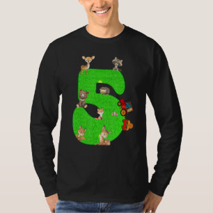 Kinder 5th Birthday Traktor 5 Jahre Landtiere Fif T-Shirt