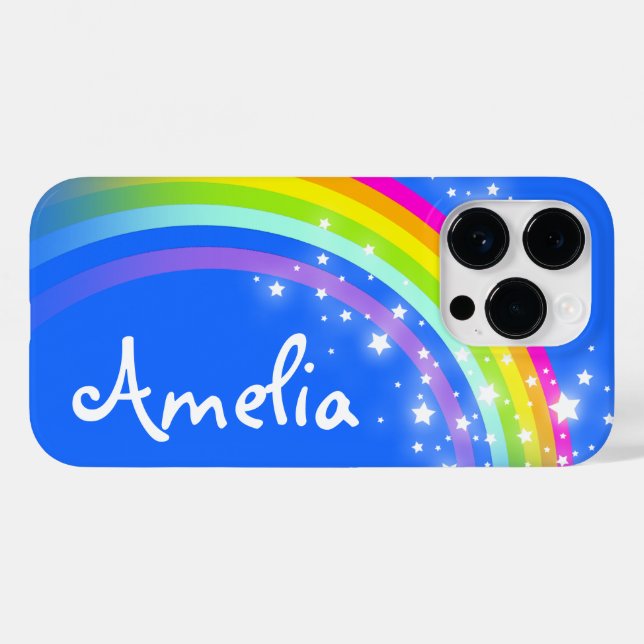 Kinder 6 Buchstaben Name Regenbogenblau Himmel Case-Mate iPhone Hülle (Rückseite (Horizontal))