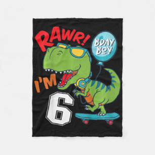 Kinder 6. Geburtstag 6 Jahre alter Junge T-Rex Ska Fleecedecke