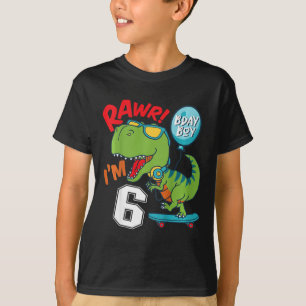 Kinder 6. Geburtstag 6 Jahre alter Junge T-rex Ska T-Shirt