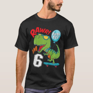 Kinder 6. Geburtstag 6 Jahre alter Junge T-rex Ska T-Shirt