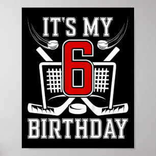 Kinder 6. Geburtstag Eishockey Junge 6 Jahre alt E Poster