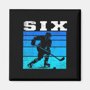 Kinder 6. Geburtstag Eishockey Junge und Gil Six H Magnet
