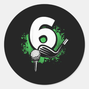 Kinder 6. Geburtstag Junge Golfspieler Golf 6 Jahr Runder Aufkleber
