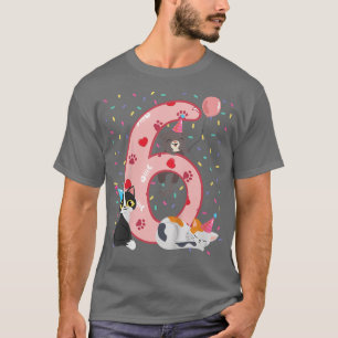 Kinder 6. Geburtstag Mädchen niedliche Katze Outfi T-Shirt