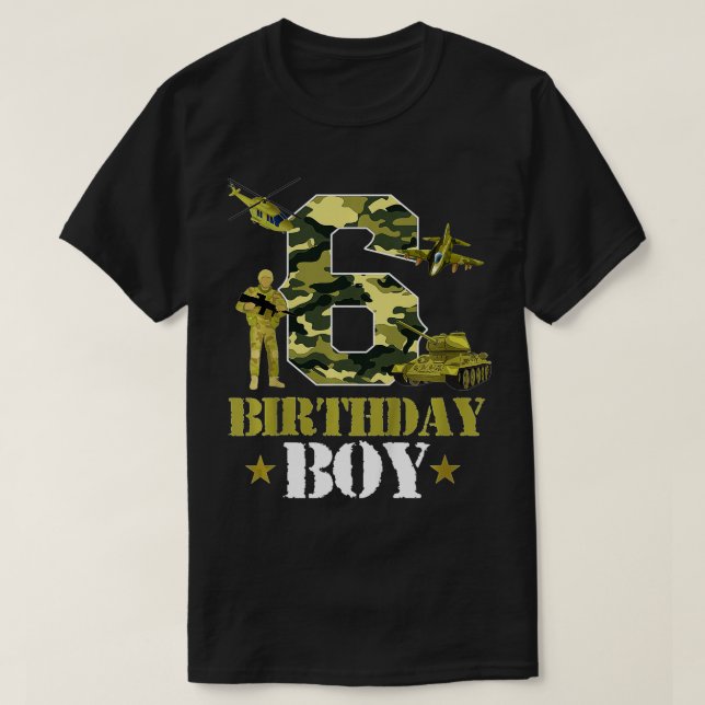 Kinder 6. Geburtstag Militärische Camouflage Junge T-Shirt (Design vorne)