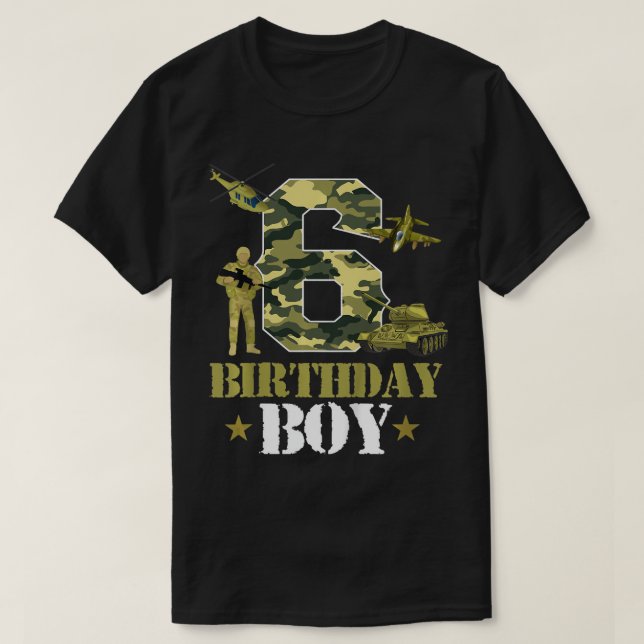 Kinder 6. Geburtstag Militärische Camouflage Junge T-Shirt (Design vorne)