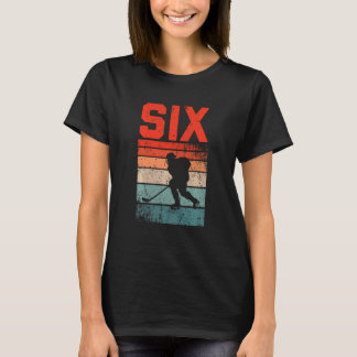 Kinder 6. Geburtstag Retro Eishockey 6 Jahre alter T-Shirt