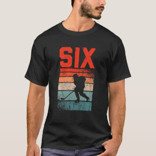 Kinder 6. Geburtstag Retro Eishockey 6 Jahre alter T-Shirt