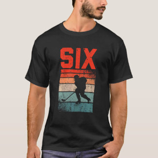 Kinder 6. Geburtstag Retro Eishockey 6 Jahre alter T-Shirt
