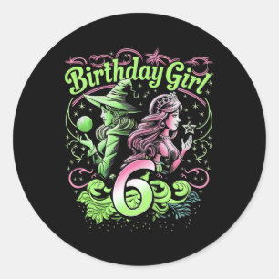 Kinder 6. Geburtstag Rosa und Grün 6 Jahre alt Runder Aufkleber