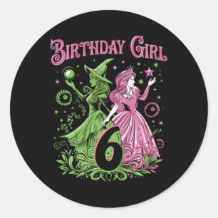 Kinder 6. Geburtstag Rosa und Grün 6 Jahre alt Runder Aufkleber