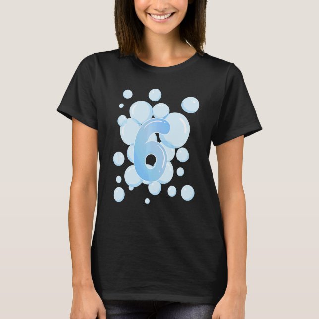 Kinder 6 Geburtstagsblase Geburtstagsparty T-Shirt (Vorderseite)