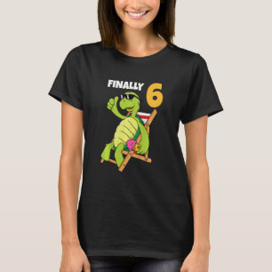 Kinder 6 Geburtstagsparty 6 Jahre Kälte Schildkröt T-Shirt