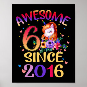 Kinder 6. Geburtstagsparty Niedlich Einhorn Mädche Poster