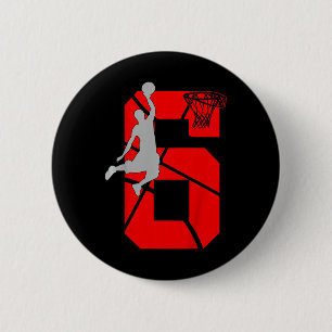 Kinder 6 Jahre alt 6 Bysketbyll Geburtstagsparty T Button