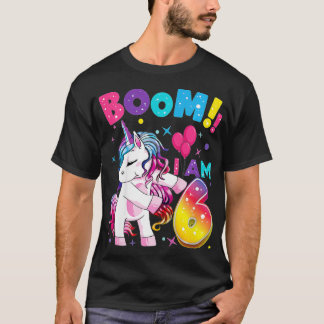 Kinder 6 Jahre alt Einhorn am 6. Geburtstag Gir T-Shirt