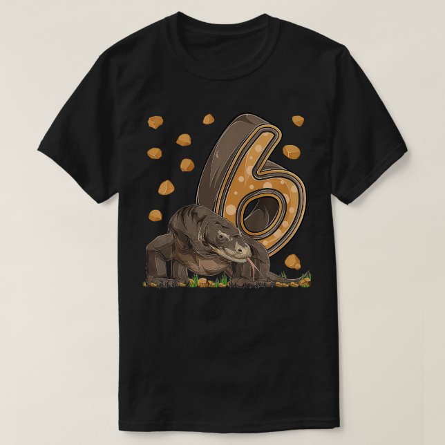 Kinder 6 Jahre alt Komodo Dragon Reptile 6. Geburt T-Shirt (Design vorne)