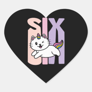 Kinder 6 Jahre alt Niedlich Caticorn Katze Unicorn Herz-Aufkleber