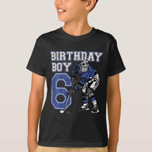Kinder 6 Jahre alte Eishockey-Themen-Geburtstagsfe T-Shirt