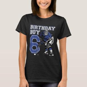 Kinder 6 Jahre alte Eishockey-Themen-Geburtstagsfe T-Shirt