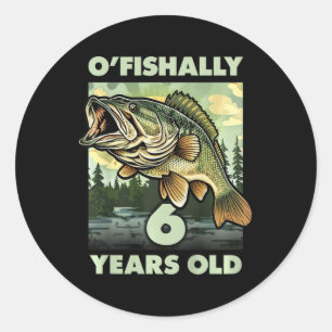 Kinder 6 Jahre alter Fischer O'fishally 6 Angeln 6 Runder Aufkleber