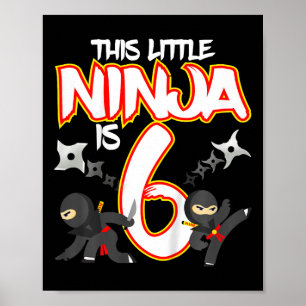 Kinder 6 Jahre alter Ninja-Geburtstagsparty Kampfs Poster