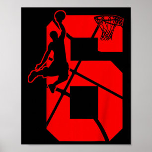 Kinder 6 Jahre Basketball GeburtstagspartyThema Poster