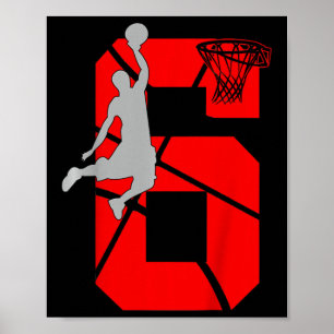 Kinder 6 Jahre Basketball GeburtstagspartyThema Poster