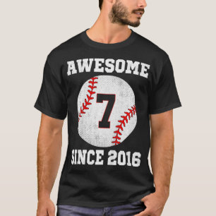 Kinder 7. Geburtstag Baseball Spieler 7 Jahre alte T-Shirt