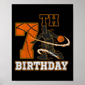 Kinder 7. Geburtstag Basketball Kinder Jungen Männ Poster