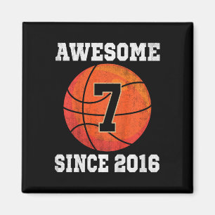 Kinder 7. Geburtstag Basketball Lover 7 Jahre alte Magnet