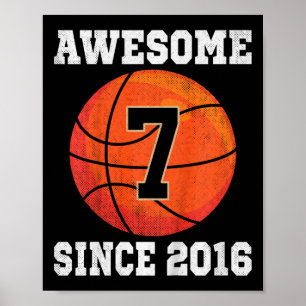 Kinder 7. Geburtstag Basketballliebhaber 7 Jahre a Poster