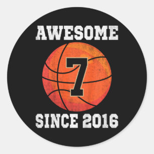 Kinder 7. Geburtstag Basketballliebhaber 7 Jahre a Runder Aufkleber