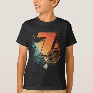 Kinder 7. Geburtstag Boy Badminton Player Badminto T-Shirt