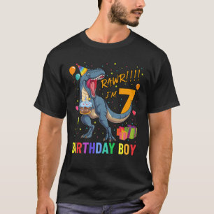 Kinder 7. Geburtstag Dinosaurier 7 Jahre Junge Pha T-Shirt