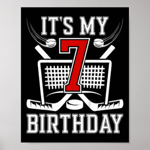 Kinder 7. Geburtstag Eishockey Junge 7 Jahre alt E Poster
