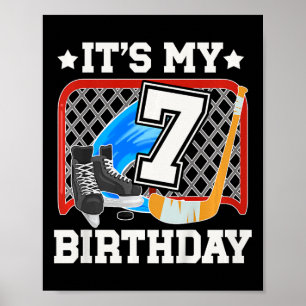 Kinder 7. Geburtstag Eishockey Junge 7 Jahre alt E Poster