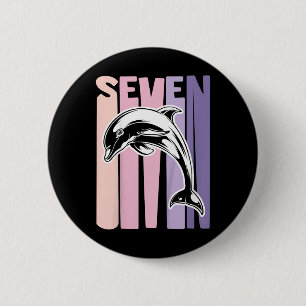 Kinder 7. Geburtstag Geschenk Dolphin Fan 7 Jahre Button