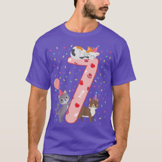 Kinder 7. Geburtstag Girl niedlich Cat Outfit 7 Ja T-Shirt