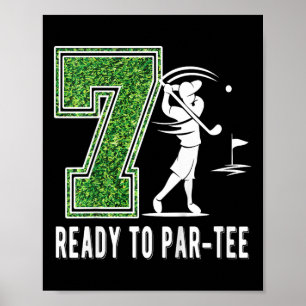 Kinder 7. Geburtstag Golfer Junge Sieben Jahre alt Poster