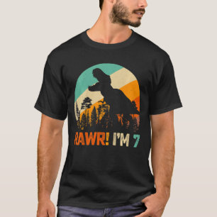 Kinder 7. Geburtstag Jungen Dinosaurier Rex 7 Jahr T-Shirt