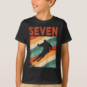 Kinder 7. Geburtstag Retro Skilift Skifahren 7 Jah T-Shirt