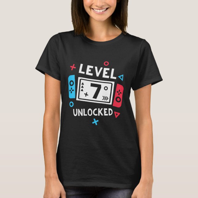 Kinder 7. Geburtstag Shirt Junge Stufe 7 Entsperrt (Vorderseite)