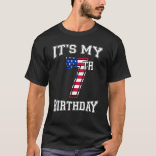 Kinder 7. Geburtstag Sport USA Flagge Es ist mein T-Shirt