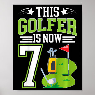 Kinder 7. Geburtstagsfeier Golf Junge Sieben Jahre Poster