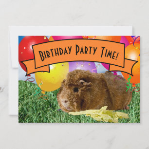 Kinder-7. Geburtstagsparty Guinea Schweineblünen Einladung