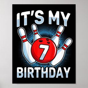 Kinder 7 Jahre alt Bowling 7. Geburtstagsparty Jun Poster